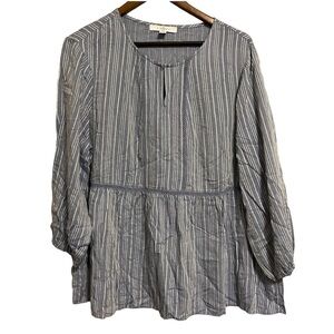 Women's Fever Blue & White Striped Long Sleeve Top